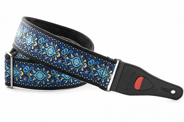 Woodstock Blue guitar and bass strap1